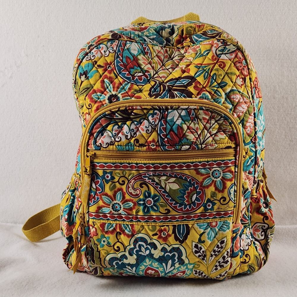 Vera Bradley Large Quilted Backpack Floral Cotton Lightweight Earbud Port